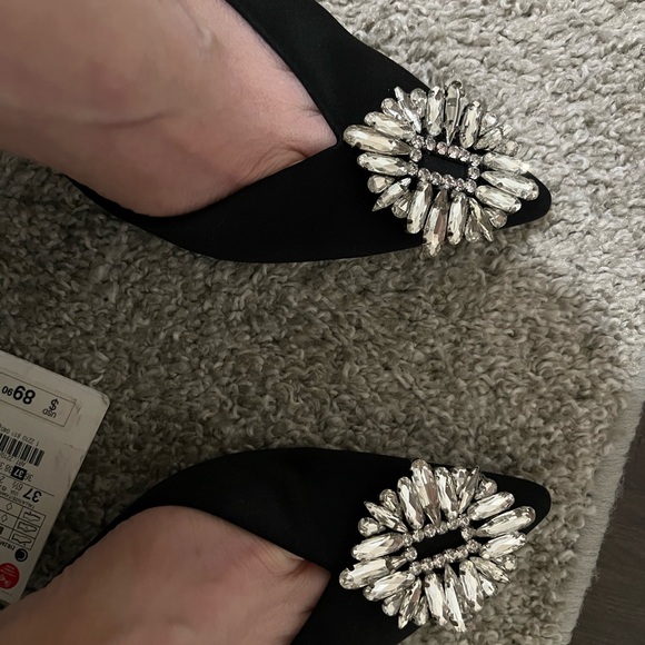 Zara Shoes - NWT Zara black embellished heels